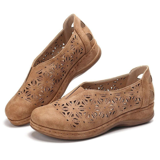 Vintage Faux Leather Women Slip On Shoes