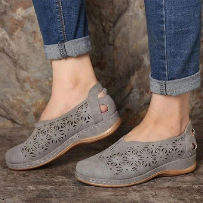 Vintage Faux Leather Women Slip On Shoes