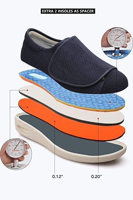 Wide Velcro Shoes for Diabetic Swollen Feet Flat Edema Plantar Fasciitis Bunions Women Comfortable Orthopedic Walking Shoes Plus Size Laura