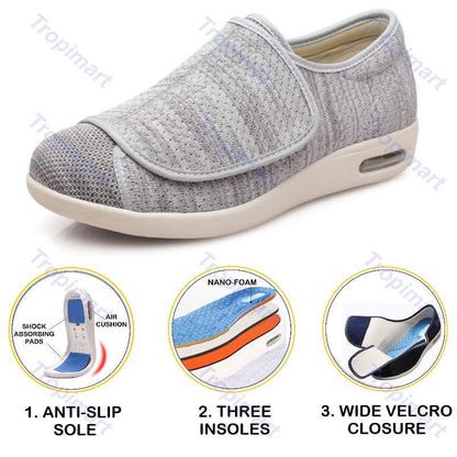 Wide Velcro Shoes for Diabetic Swollen Feet Flat Edema Plantar Fasciitis Bunions Women Comfortable Orthopedic Walking Shoes Plus Size Laura