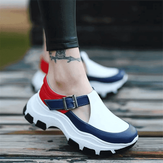 Women Sneakers Solid Color Platform Thick Bottom Breathable Vulcanized Casual Sports Shoes