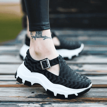 Women Sneakers Solid Color Platform Thick Bottom Breathable Vulcanized Casual Sports Shoes