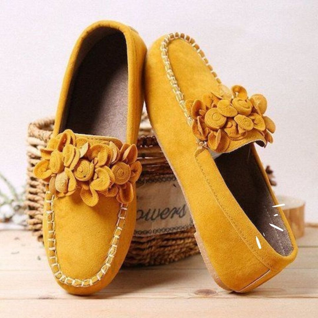 #Classic  Women Flower Decor Loafers Soft Bottom Female Faux Leather Sandals For Women