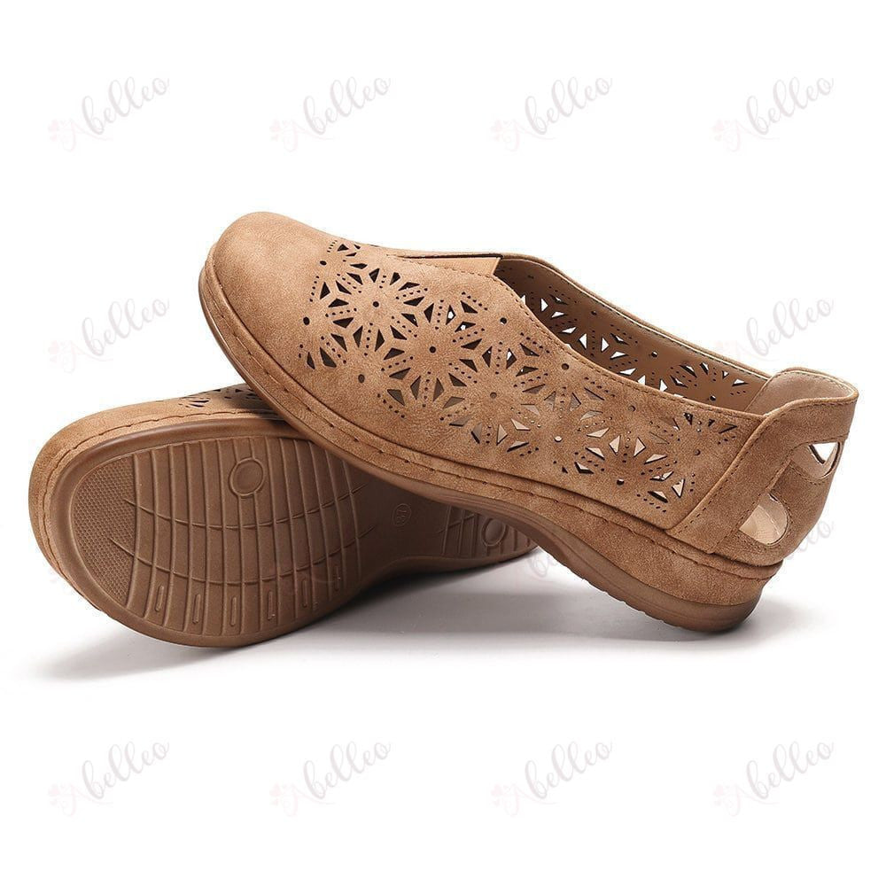 Vintage Leather Elastic Comfy Memory Foam Slip On