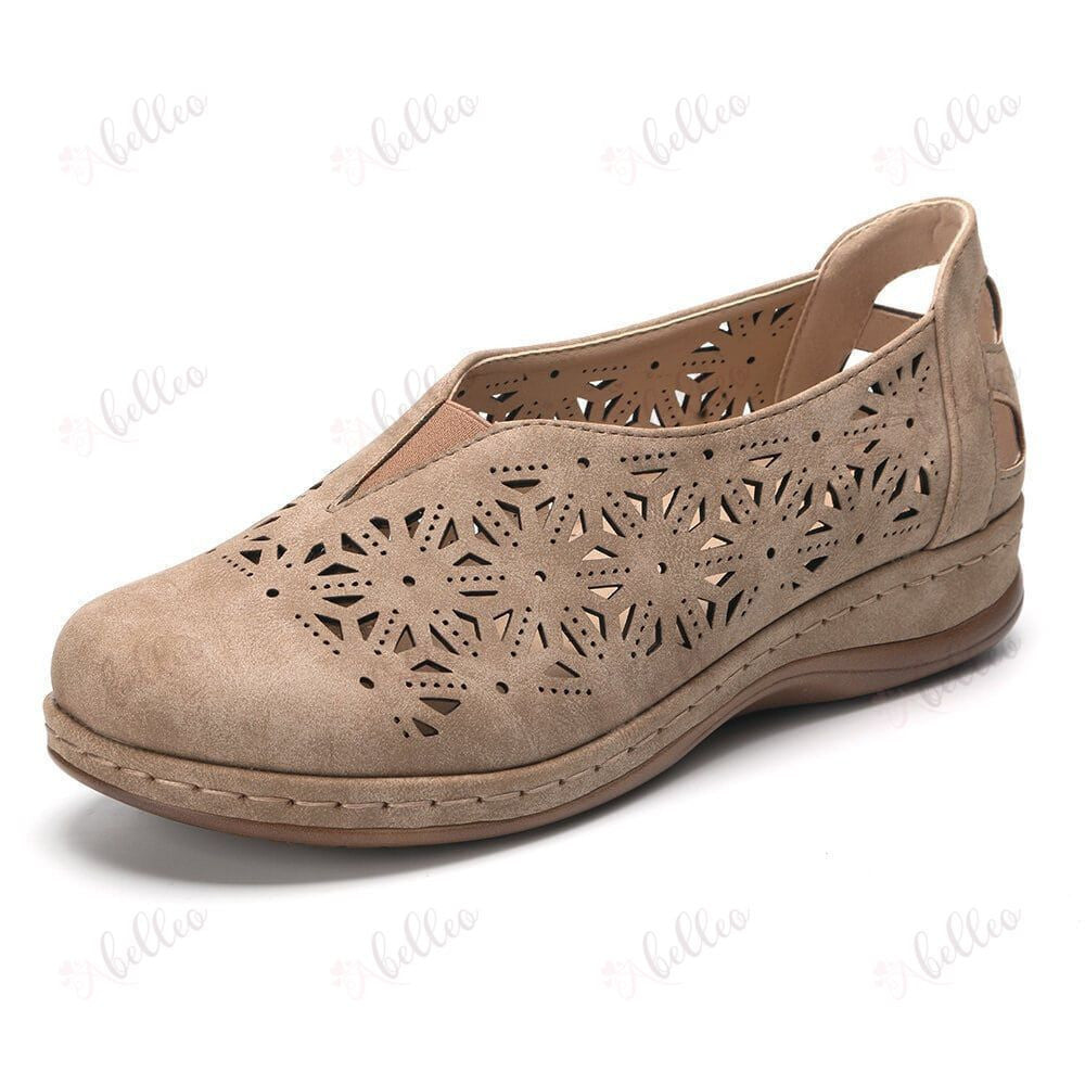 Vintage Leather Elastic Comfy Memory Foam Slip On