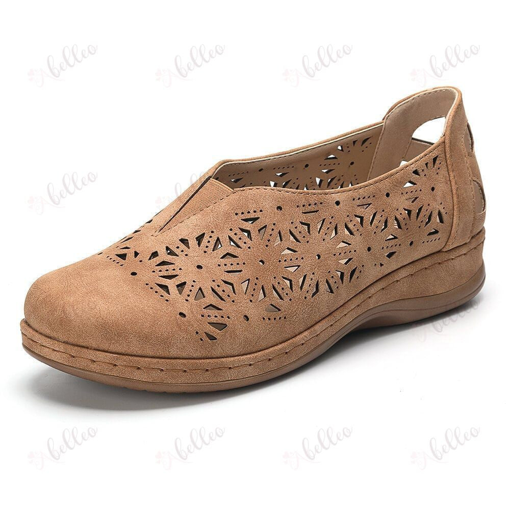 Vintage Leather Elastic Comfy Memory Foam Slip On