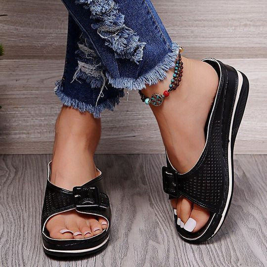 LEATHER SOFT FOOTBED ARCH-SUPPORT SANDALS