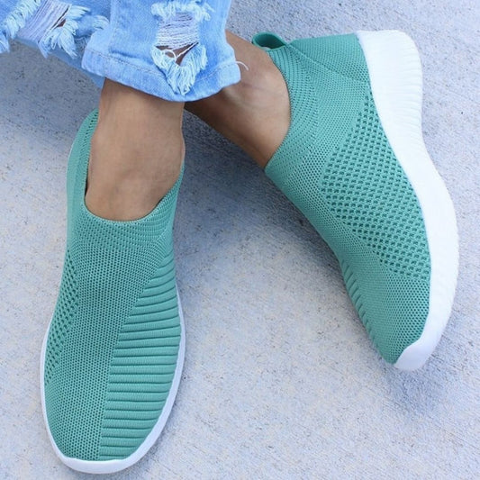 Women Toe Box Breathable Laceless Comfortable Sporty Slip on Sneaker Shoes