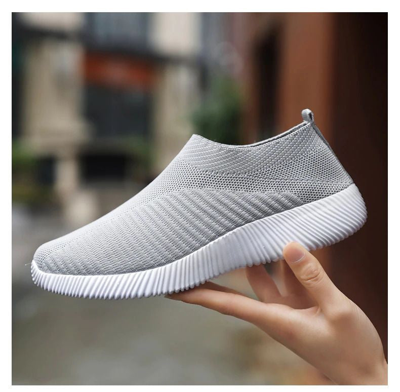 Women Toe Box Breathable Laceless Comfortable Sporty Slip on Sneaker Shoes