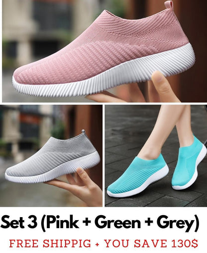 Women Toe Box Breathable Laceless Comfortable Sporty Slip on Sneaker Shoes