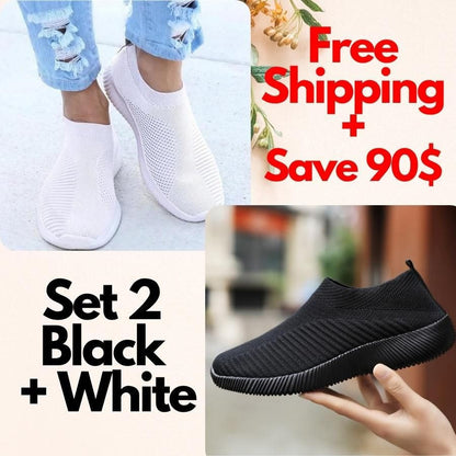 Women Toe Box Breathable Laceless Comfortable Sporty Slip on Sneaker Shoes