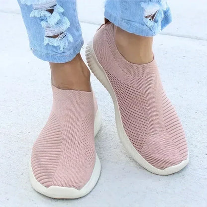 Women Toe Box Breathable Laceless Comfortable Sporty Slip on Sneaker Shoes