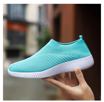 Women Toe Box Breathable Laceless Comfortable Sporty Slip on Sneaker Shoes