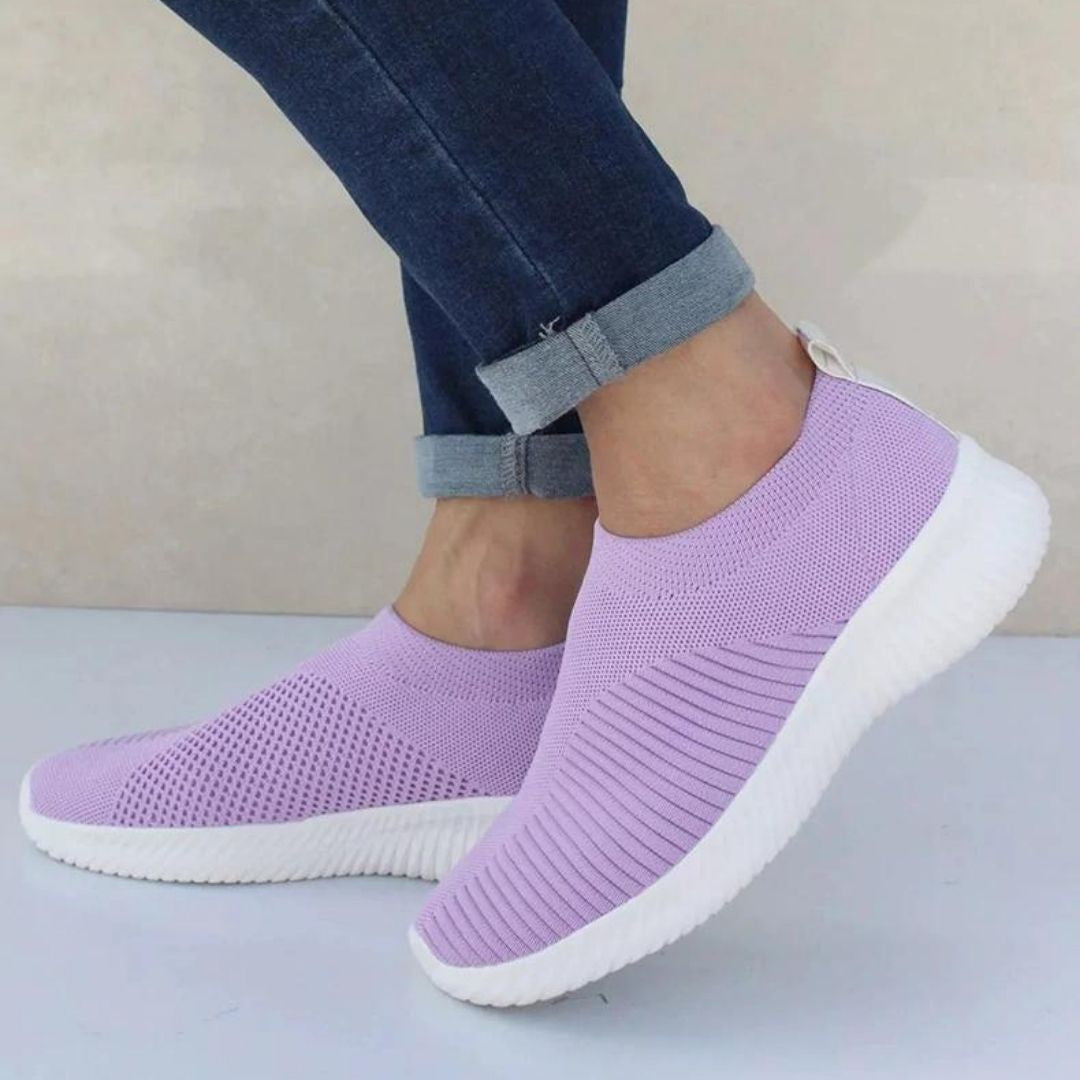 Women Toe Box Breathable Laceless Comfortable Sporty Slip on Sneaker Shoes