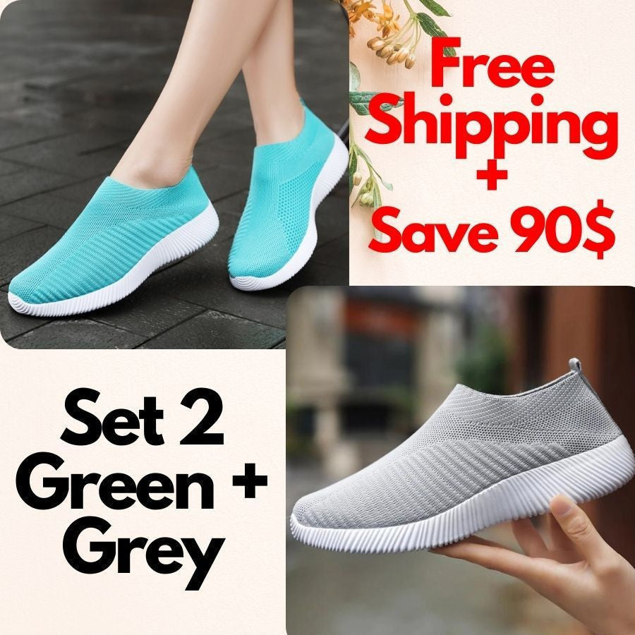 Women Toe Box Breathable Laceless Comfortable Sporty Slip on Sneaker Shoes