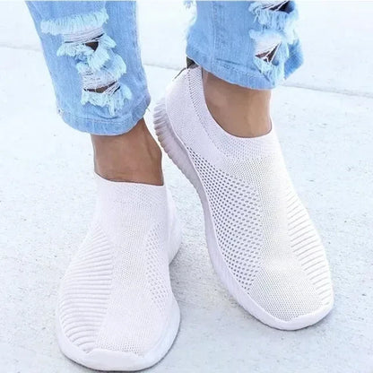 Women's Crystal Laceless Air Cushion Orthopedic Toe Box Slip On Sneaker Walking Shoes