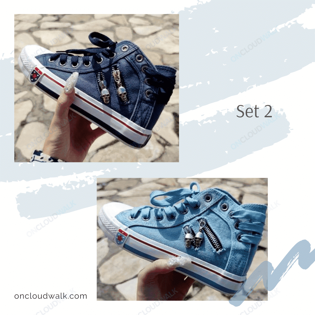 Denim High-Top Back Lace-p Design Canvas Sneakers Shoes 2020