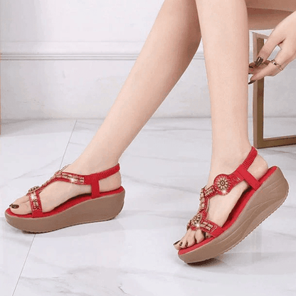 Women Retro Wedge Sandals Back Strap Bohemian Summer Footwear