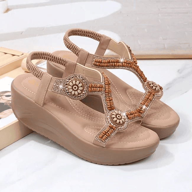 Women Retro Wedge Sandals Back Strap Bohemian Summer Footwear