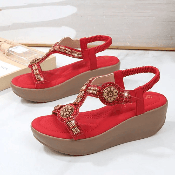 Women Retro Wedge Sandals Back Strap Bohemian Summer Footwear