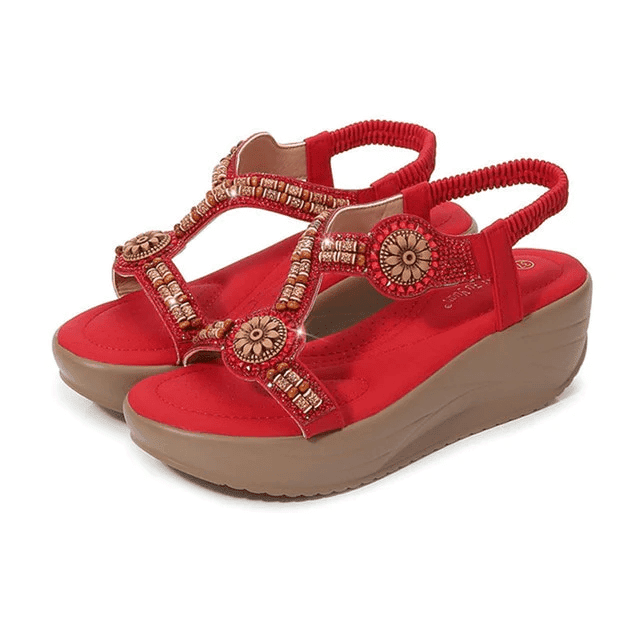 Women Retro Wedge Sandals Back Strap Bohemian Summer Footwear