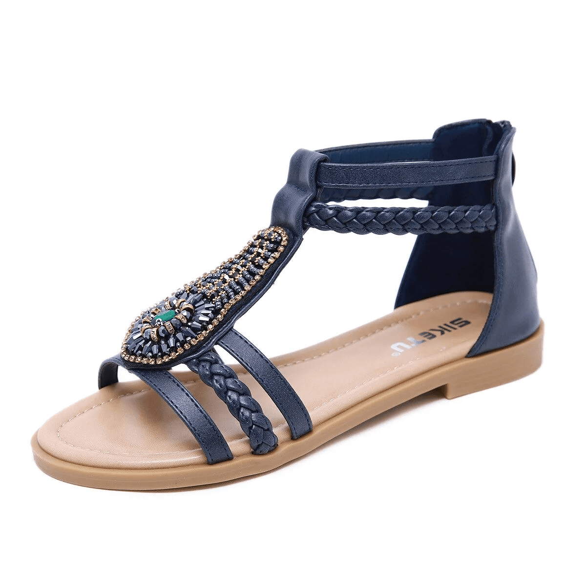 Bohemia Rhinestone Sandals For Women Beach Summer Soft Leather