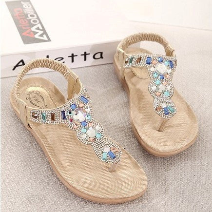 Sandals For Women Flat Rhinestone Back Strap Comfy Sole Trendy Summer