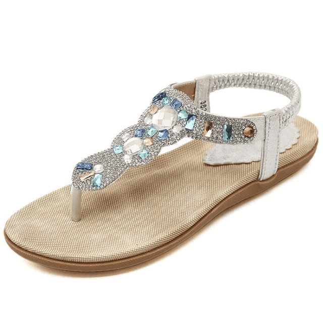 Sandals For Women Flat Rhinestone Back Strap Comfy Sole Trendy Summer