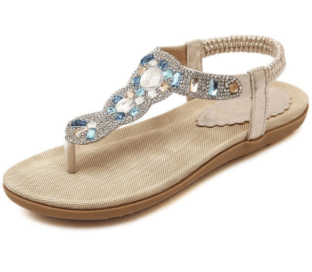 Sandals For Women Flat Rhinestone Back Strap Comfy Sole Trendy Summer