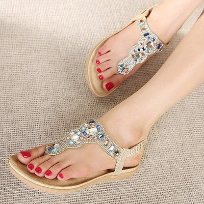 Sandals For Women Flat Rhinestone Back Strap Comfy Sole Trendy Summer