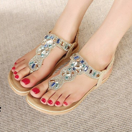 Sandals For Women Flat Rhinestone Back Strap Comfy Sole Trendy Summer