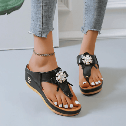 Women Orthopedic Sandals Wedge Leisure Rhinestones Flip-flops