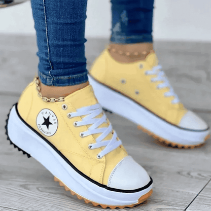 Orthopedic Comfortable Canvas Hike Platform Sneakers Shoes for Women