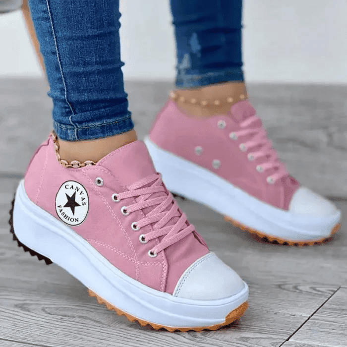 Orthopedic Comfortable Canvas Hike Platform Sneakers Shoes for Women