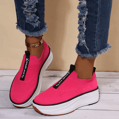  Air Mesh Fabric Platform Breathable Outdoor Women Casual Shoes