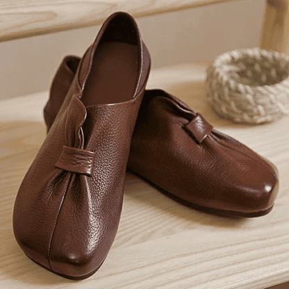  Butterfly Knot Soft Slip-on Leather Shoes