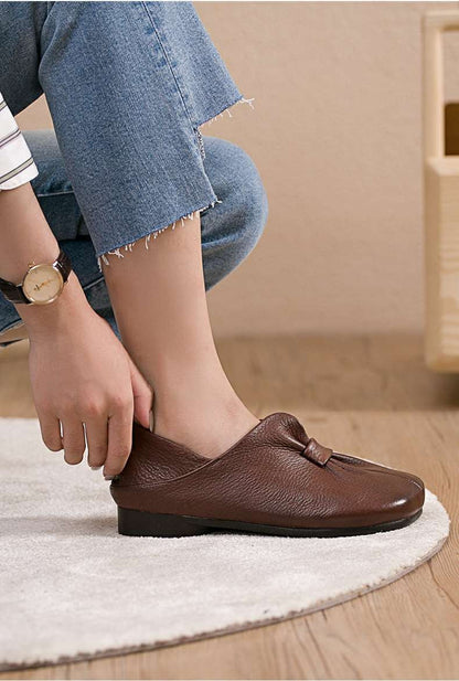  Butterfly Knot Soft Slip-on Leather Shoes