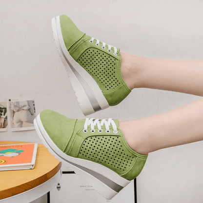  Breathable Leather Comfortable Layered Lugged Soles Women Casual Shoes