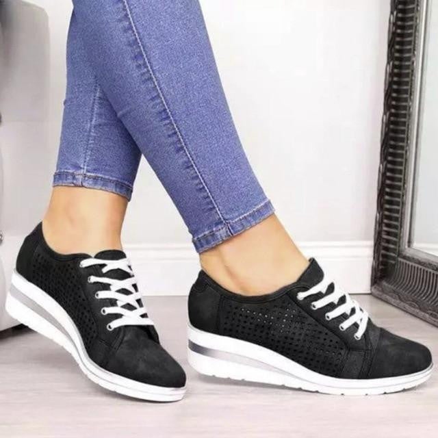  Breathable Leather Comfortable Layered Lugged Soles Women Casual Shoes