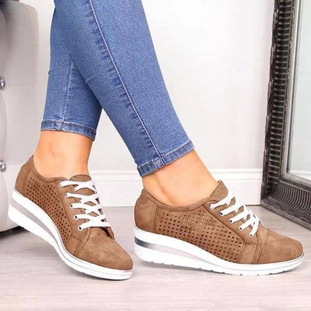  Breathable Leather Comfortable Layered Lugged Soles Women Casual Shoes