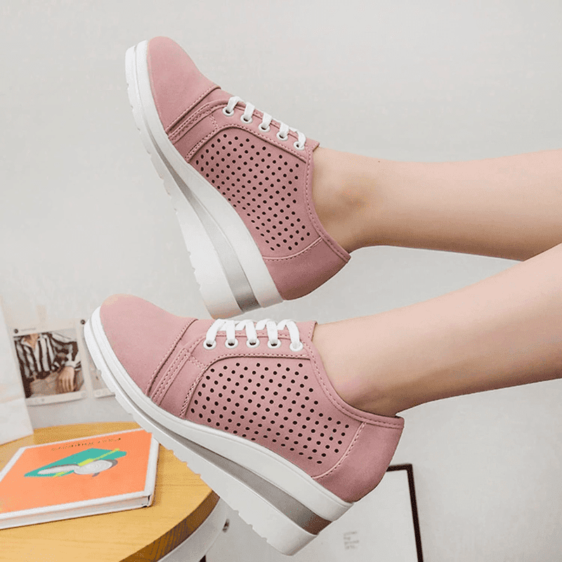  Breathable Leather Comfortable Layered Lugged Soles Women Casual Shoes