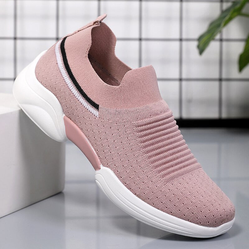  Fashion Striped Springy Knitting Comfortable Platform Casual Shoes For Women