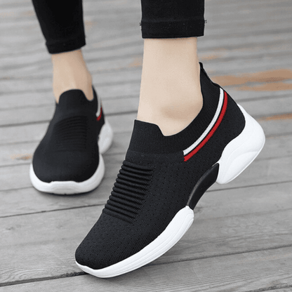  Fashion Striped Springy Knitting Comfortable Platform Casual Shoes For Women