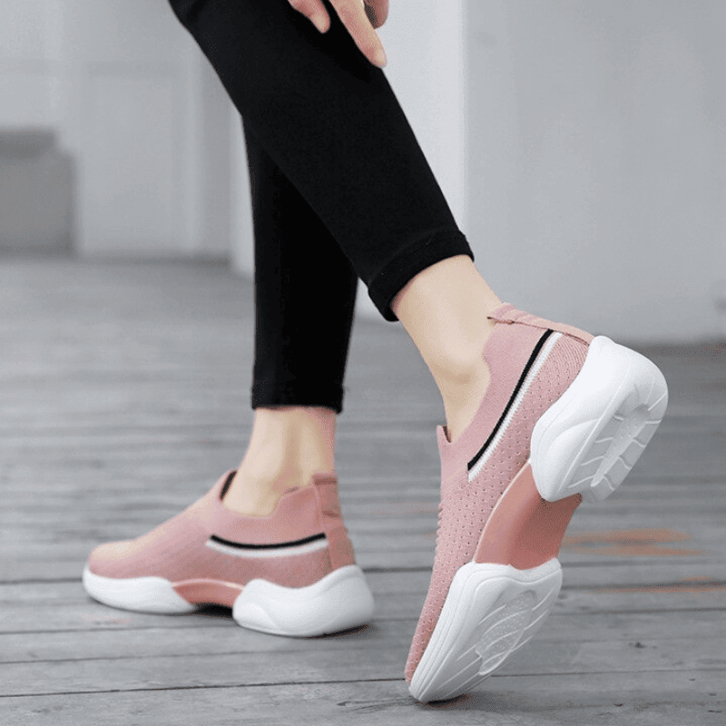  Fashion Striped Springy Knitting Comfortable Platform Casual Shoes For Women