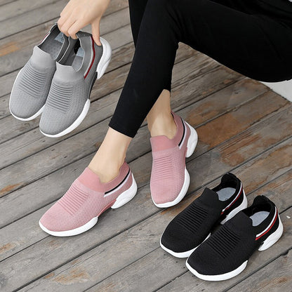  Fashion Striped Springy Knitting Comfortable Platform Casual Shoes For Women