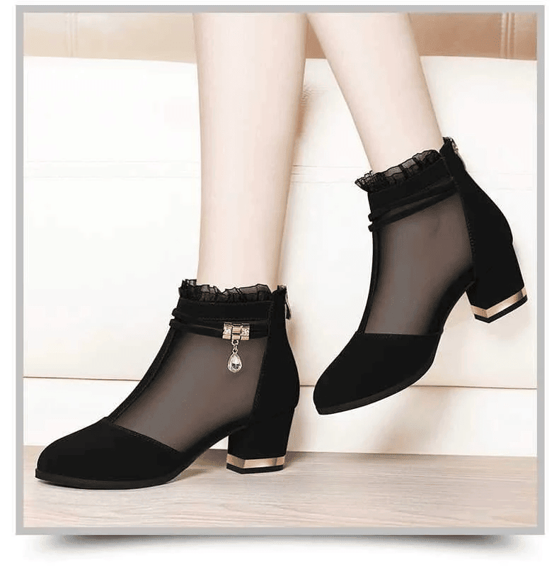 Mesh thick heel women's shoes