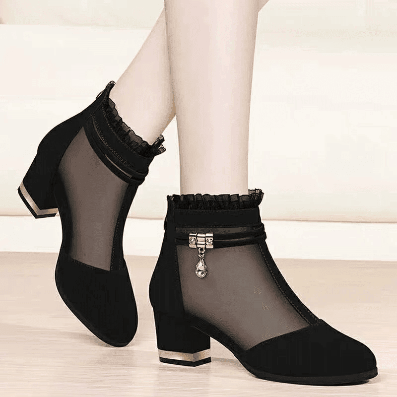 Mesh thick heel women's shoes