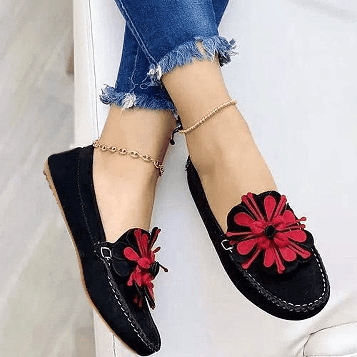 Large size round toe flat women's shoes