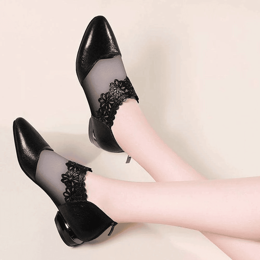 Net yarn soft sole low-heeled women's shoes