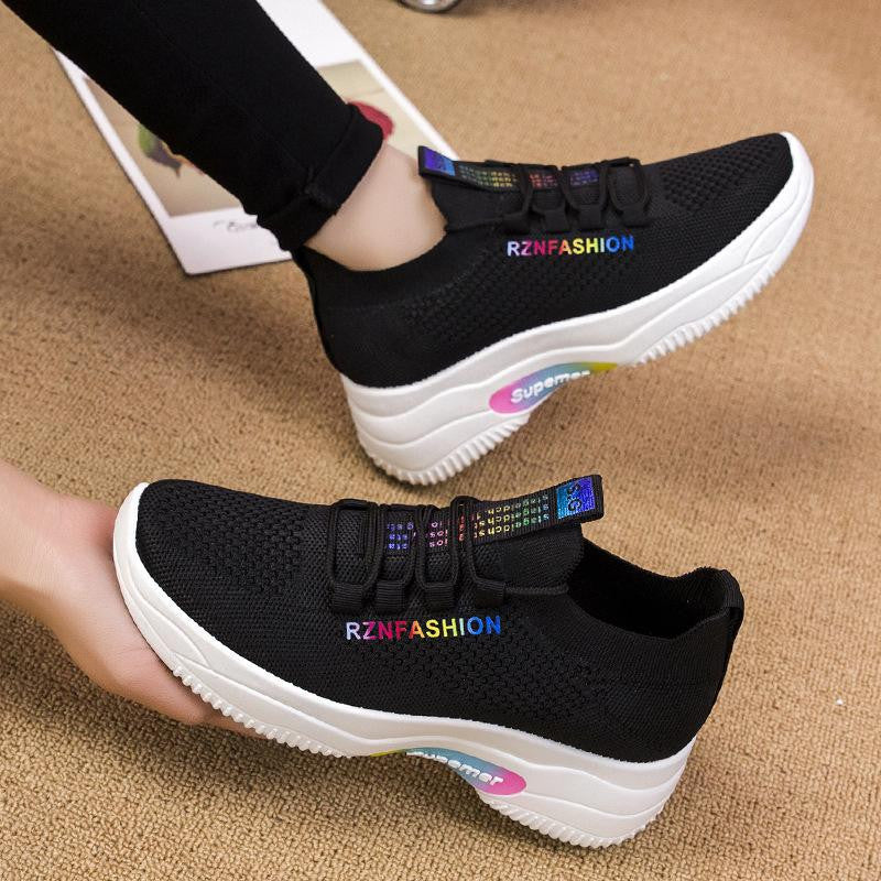 Breathable platform heightened trend casual shoes